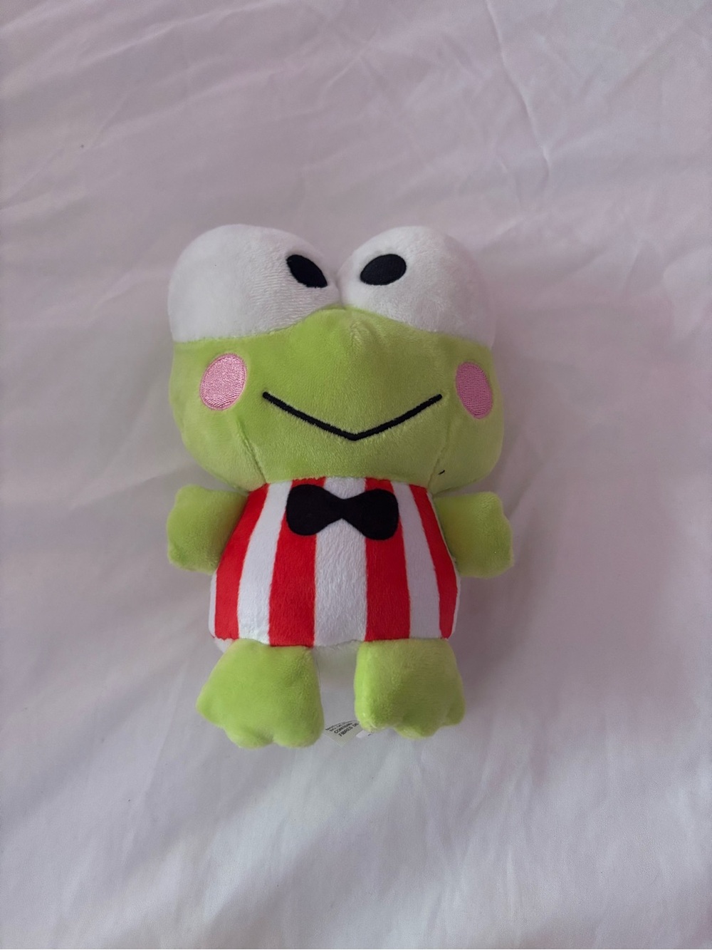 Sanrio Green Frog Plush with Red & White Striped Outfit